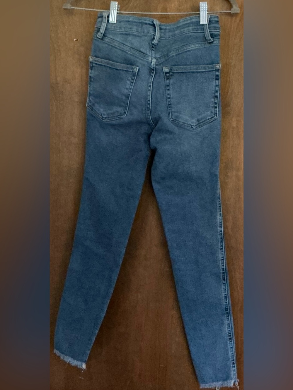 Free People "We The Free" Light Wash Ankle Skinny Denim Jeans 26 Raw Hem Boho - Picture 2 of 12
